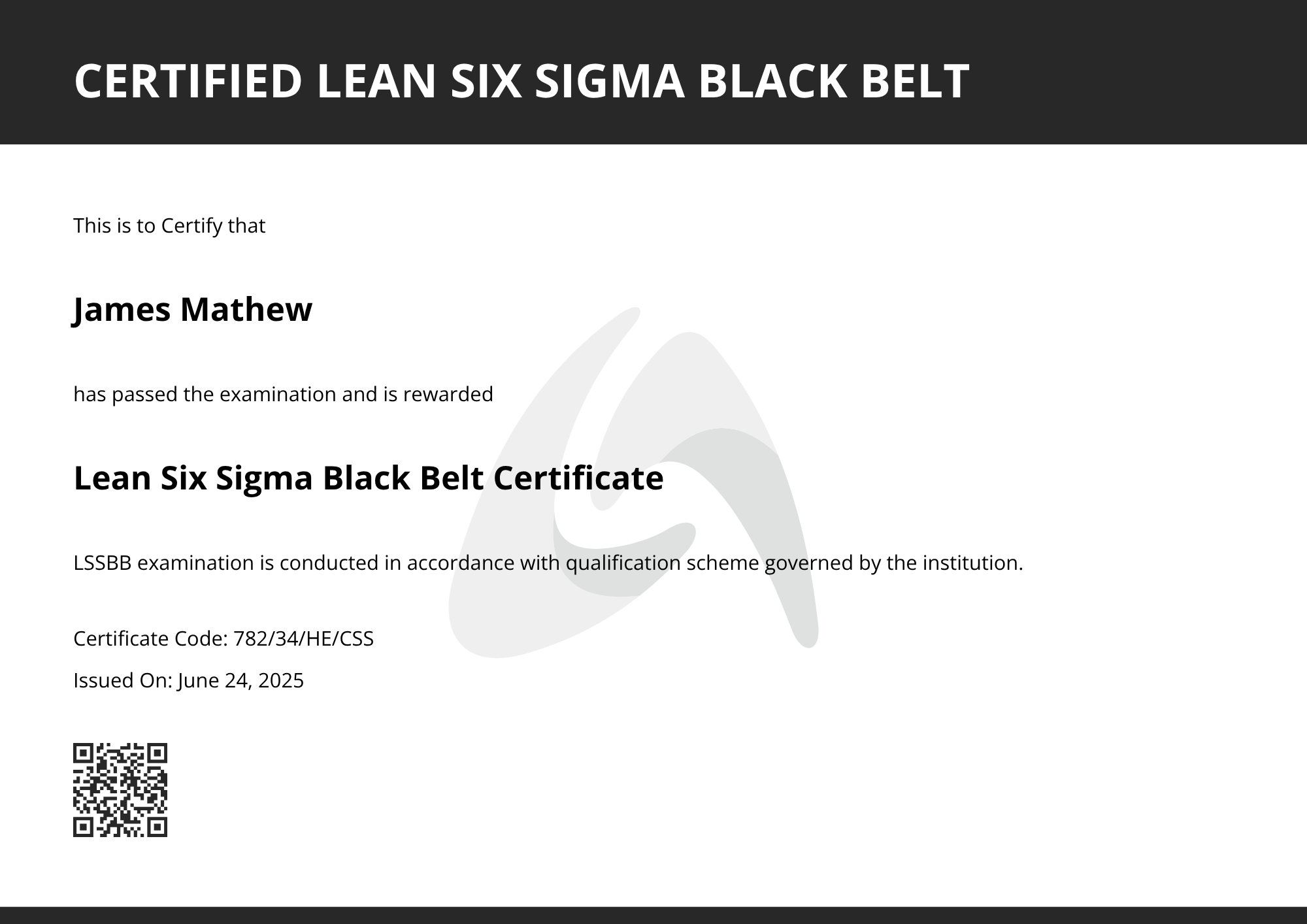 Premium Six Sigma Certificate Template